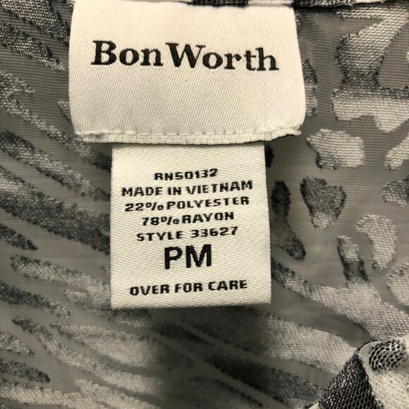 Bon Worth, Black White, Animal Print, Button Up Sheer Top pM - Picture 4 of 5